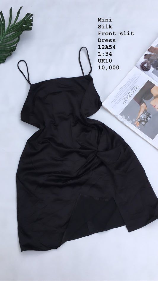 Mini Silk front Slit dress